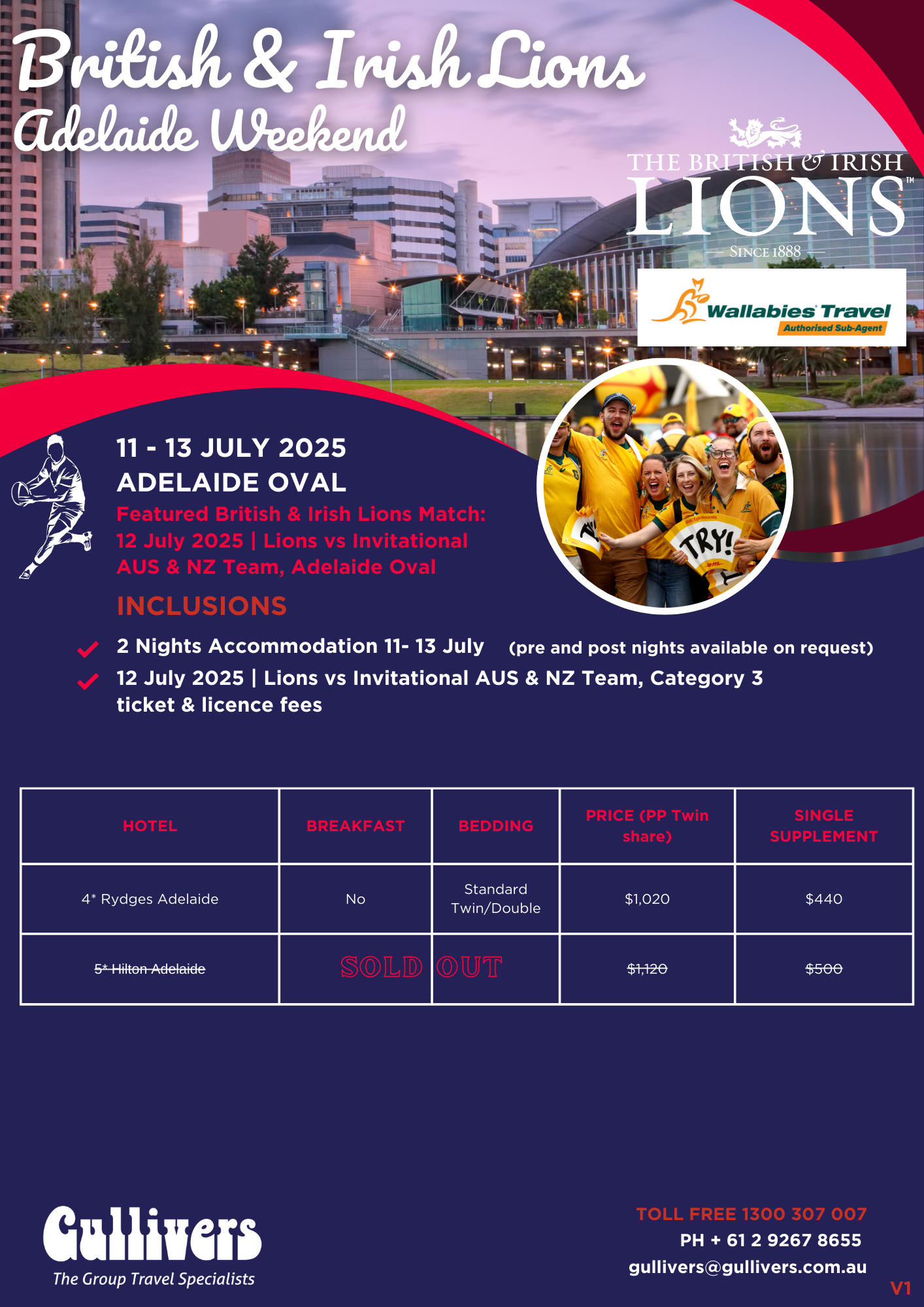 BRITISH & IRISH LIONS - Adelaide