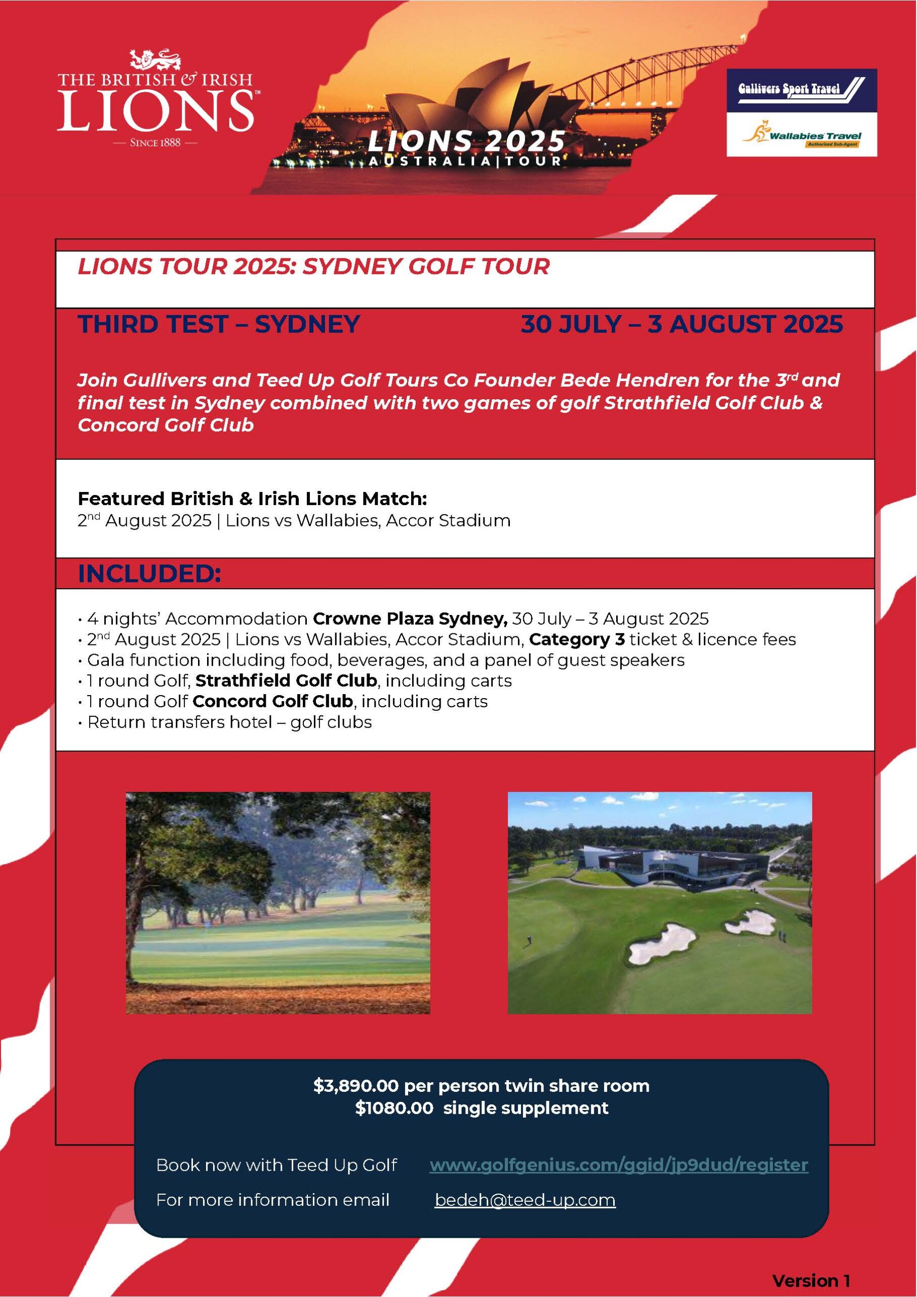 Lions 2025 Golf Tour - Sydney